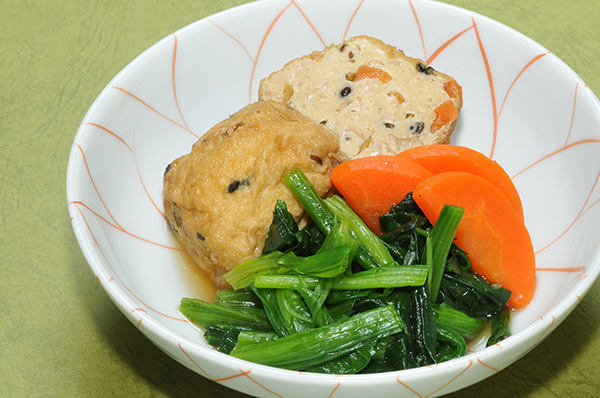 がんもどきとほうれん草の含め煮