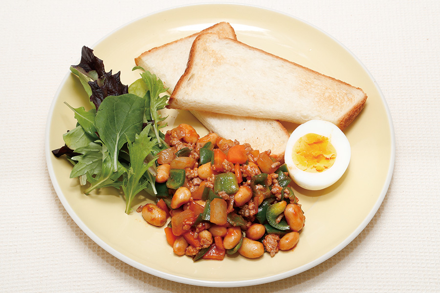 大豆と野菜のケチャップカレー炒め
