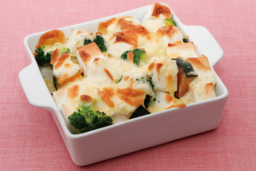 かぼちゃ、ブロッコリー、はんぺんのマヨチーズ焼き