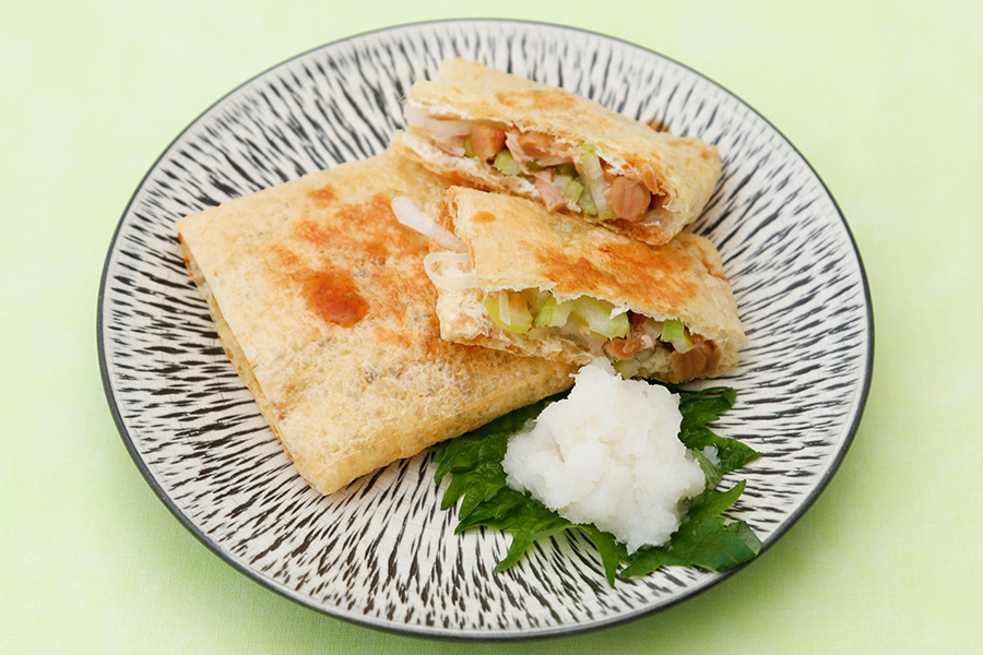 油揚げの納豆ツナ焼き