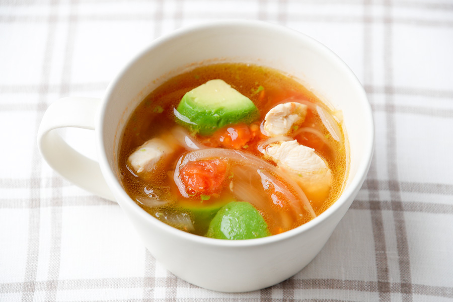 【かしこく、おいしく！健康レシピ】アボカドトマトささみのスープ