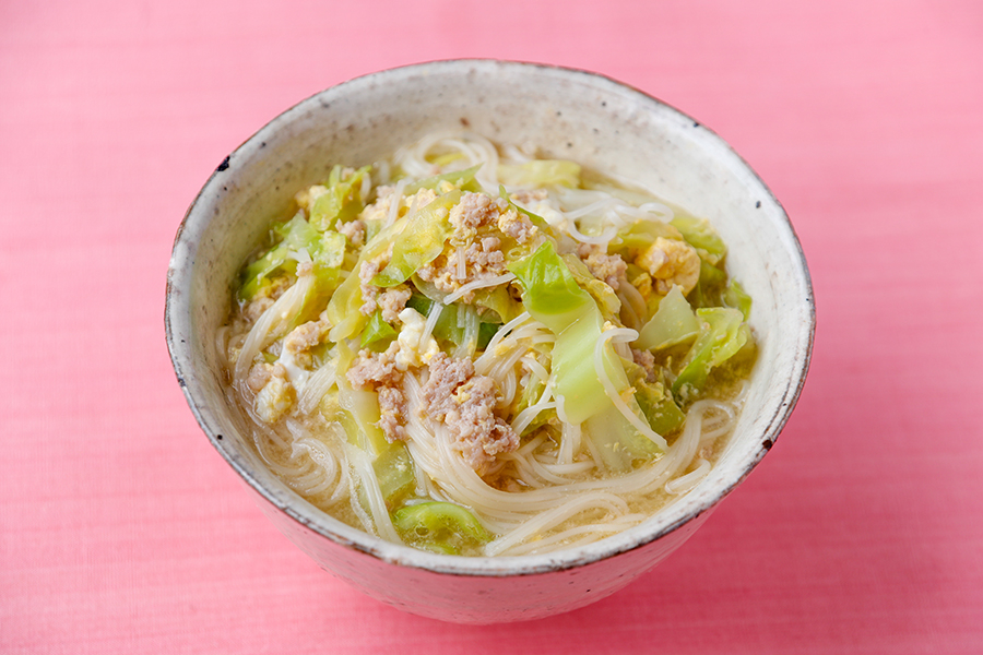キャベツとひき肉のにゅう麺